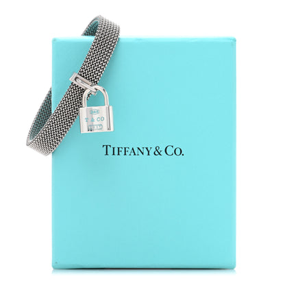 Tiffany Sterling Silver Stainless Steel Enamel Somerset Mesh 1837 Lock Charm Bracelet Blue 4 of 4