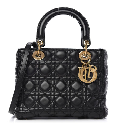 Christian Dior Lambskin Cannage Medium Lady Dior Black 1 of 9