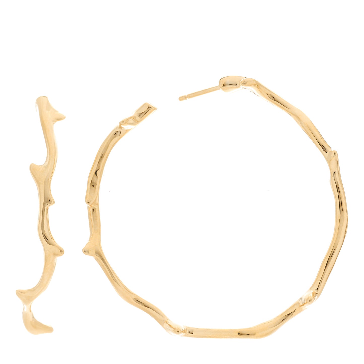 18K Yellow Gold Large Bois de Rose Hoop Earrings