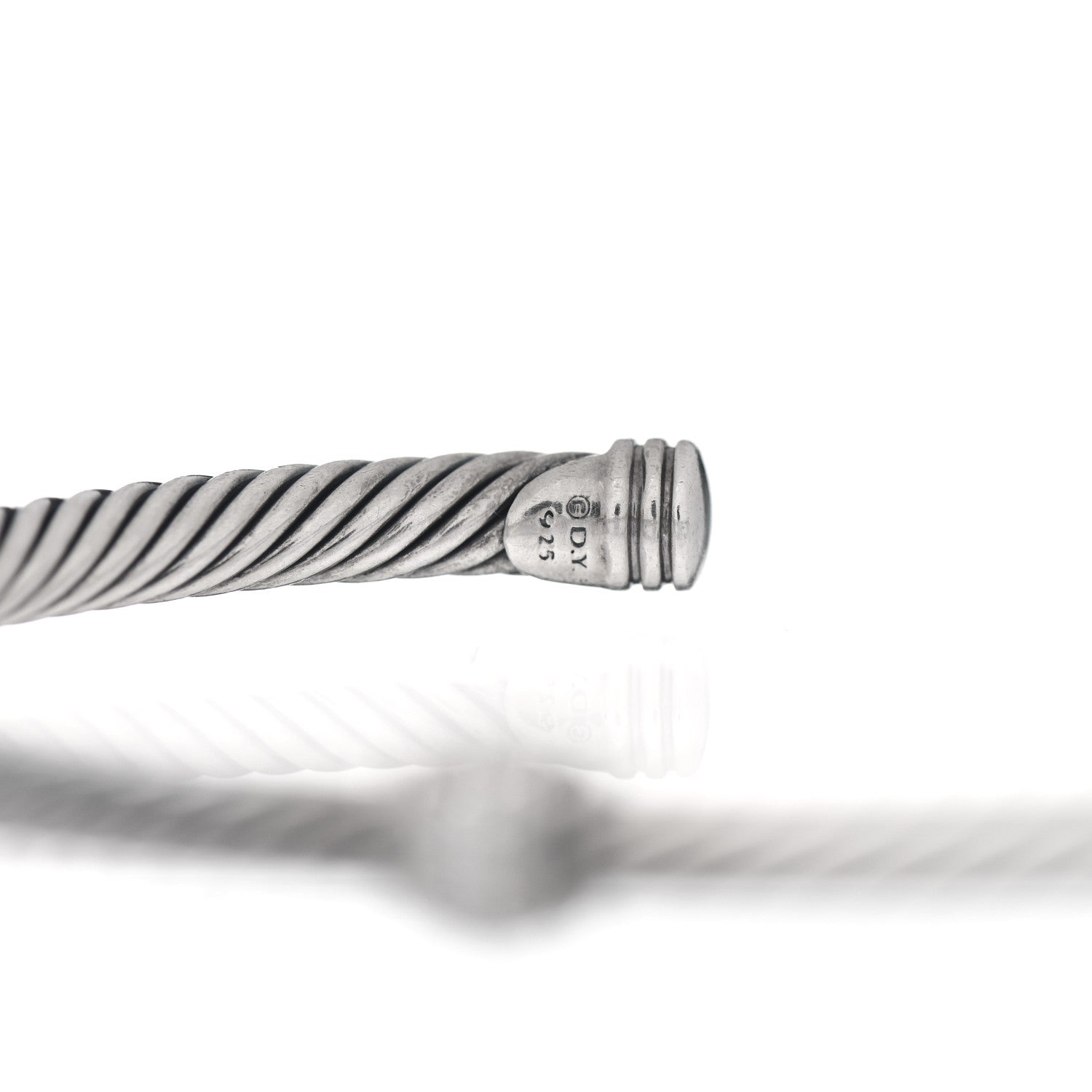 David Yurman Sterling Silver 18K White Gold Diamond 4mm Cable Classics Station Bracelet 4 of 4