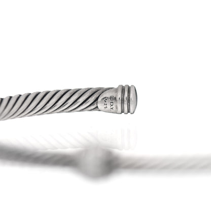 David Yurman Sterling Silver 18K White Gold Diamond 4mm Cable Classics Station Bracelet 4 of 4