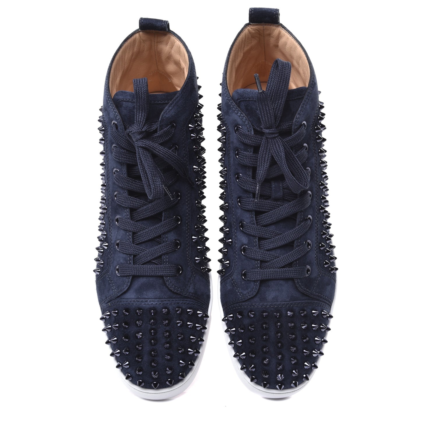 Veau Velours Mens Louis Spikes Flat Sneakers 45 Marine