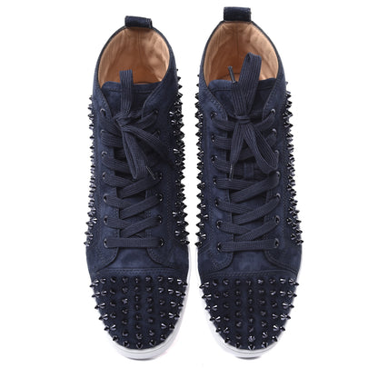 Christian Louboutin Veau Velours Mens Louis Spikes Flat Sneakers 45 Marine 5 of 9