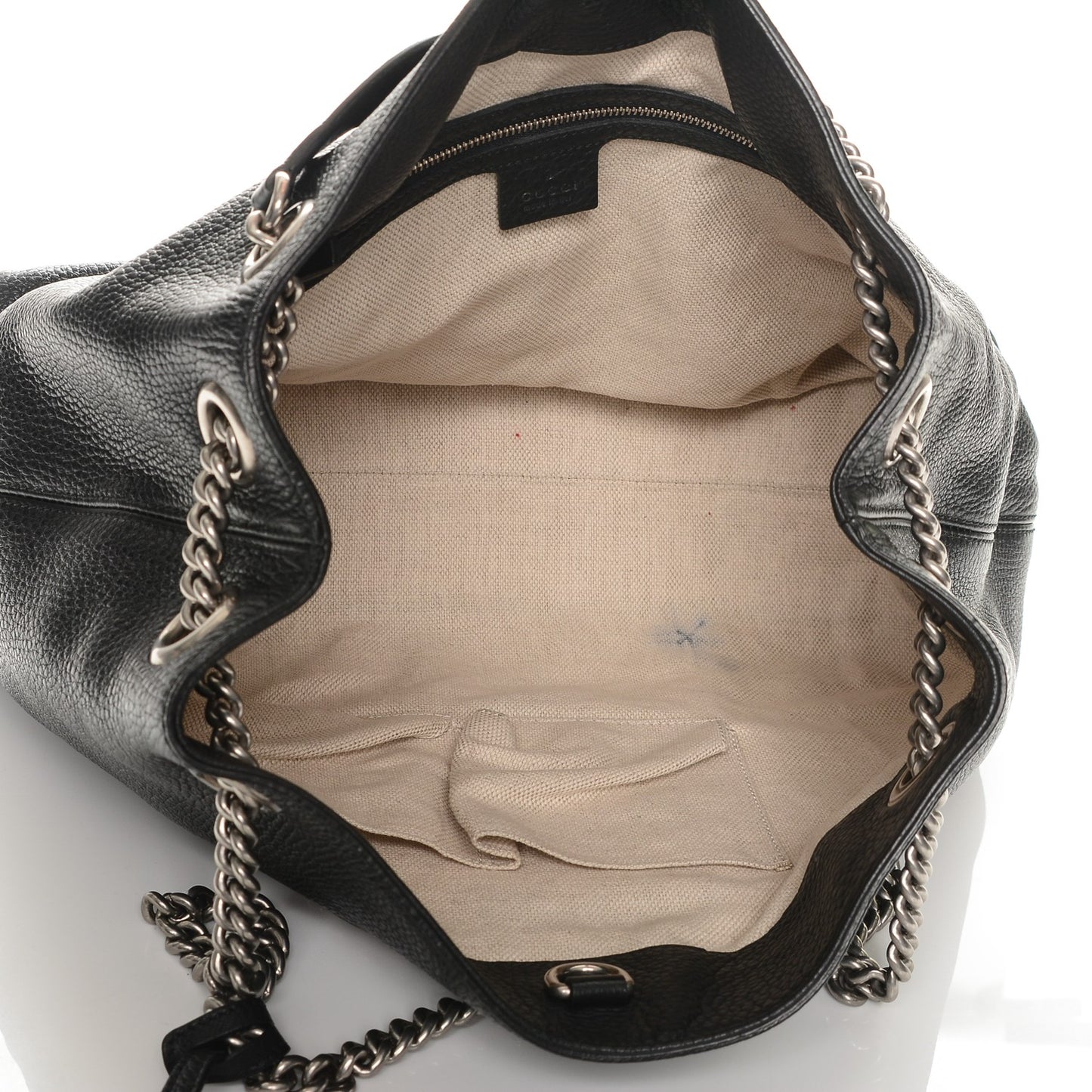 Pebbled Calfskin Studded Medium Soho Chain Shoulder Bag Black