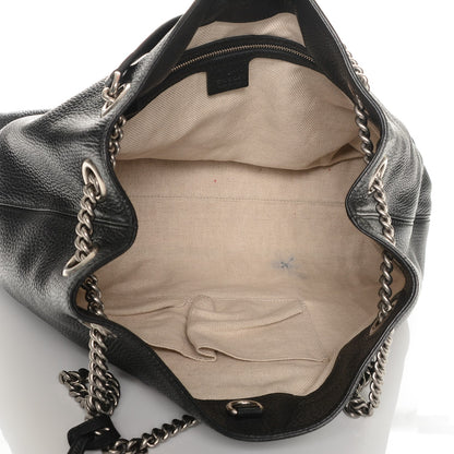 Gucci Pebbled Calfskin Studded Medium Soho Chain Shoulder Bag Black 5 of 6