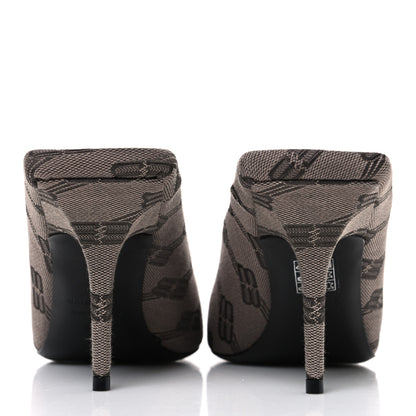 Balenciaga BB Monogram Square Knife 80mm Mule Pumps 38.5 Dark Mink Grey Dark Brown 6 of 12