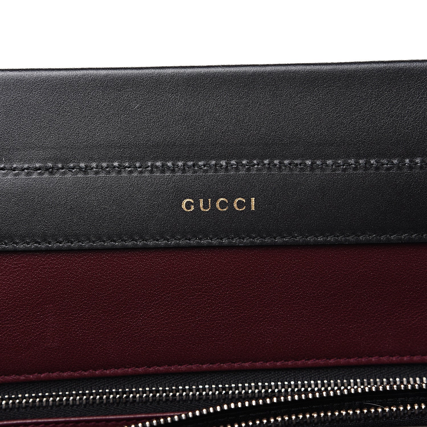 Gucci Smooth Calfskin Diagonal Striped Medium Zumi Top Handle Bag Black Beige 9 of 10