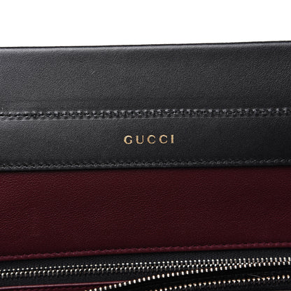 Gucci Smooth Calfskin Diagonal Striped Medium Zumi Top Handle Bag Black Beige 9 of 10