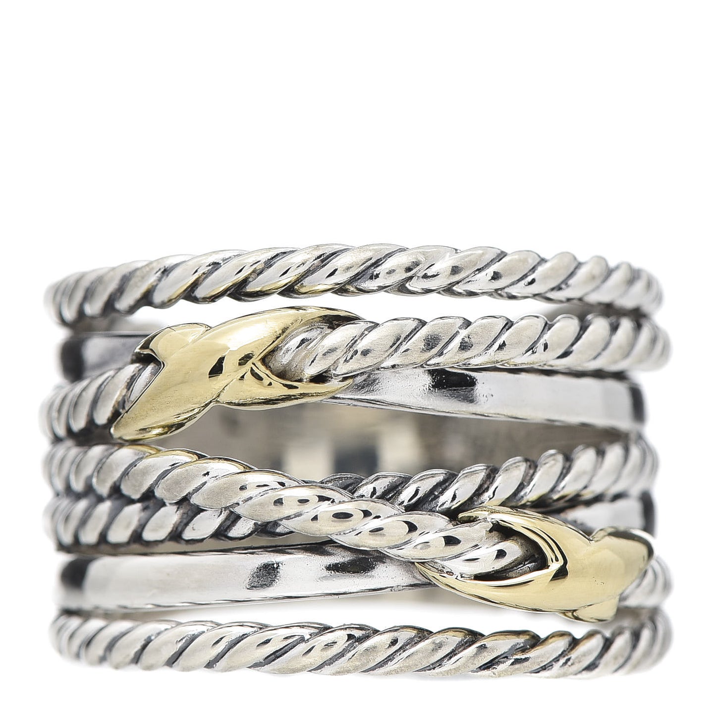 Sterling Silver 18K Yellow Gold Double X Crossover Ring 52 6