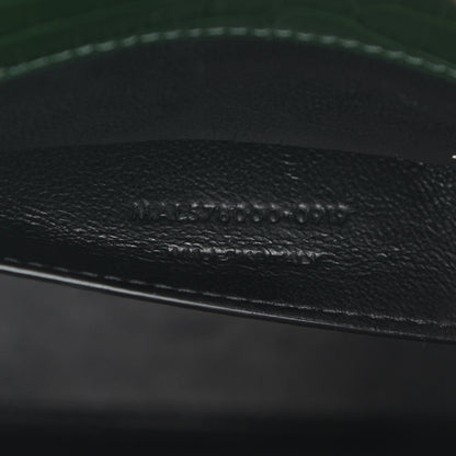 Saint Laurent Calfskin Crocodile Embossed Medium Classic Monogram Cassandra Top Handle Green 8 of 10