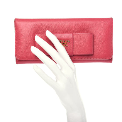 Prada Saffiano Bow Continental Wallet Peonia 2 of 7