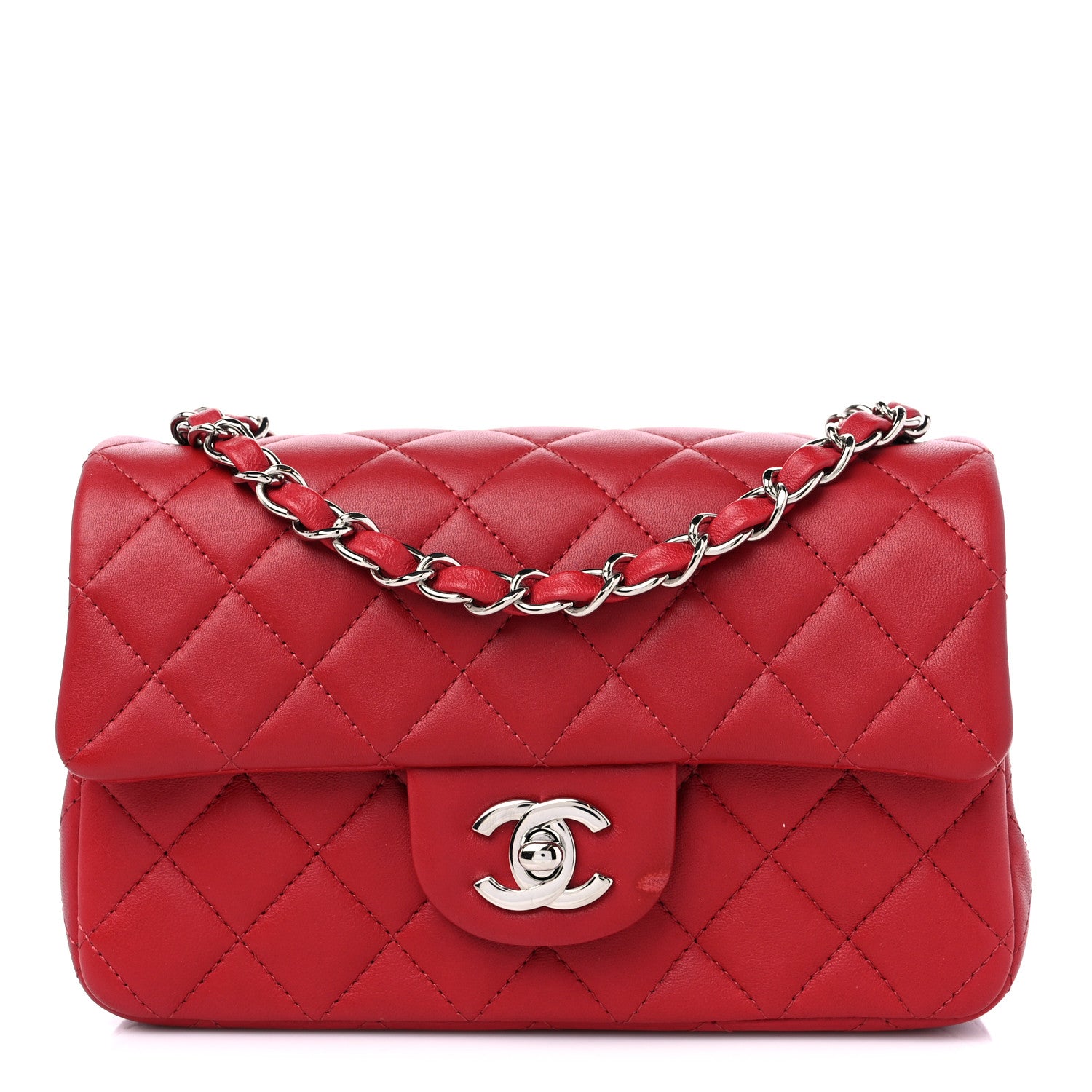 Chanel Lambskin Quilted Mini Rectangular Flap Red 1 of 11