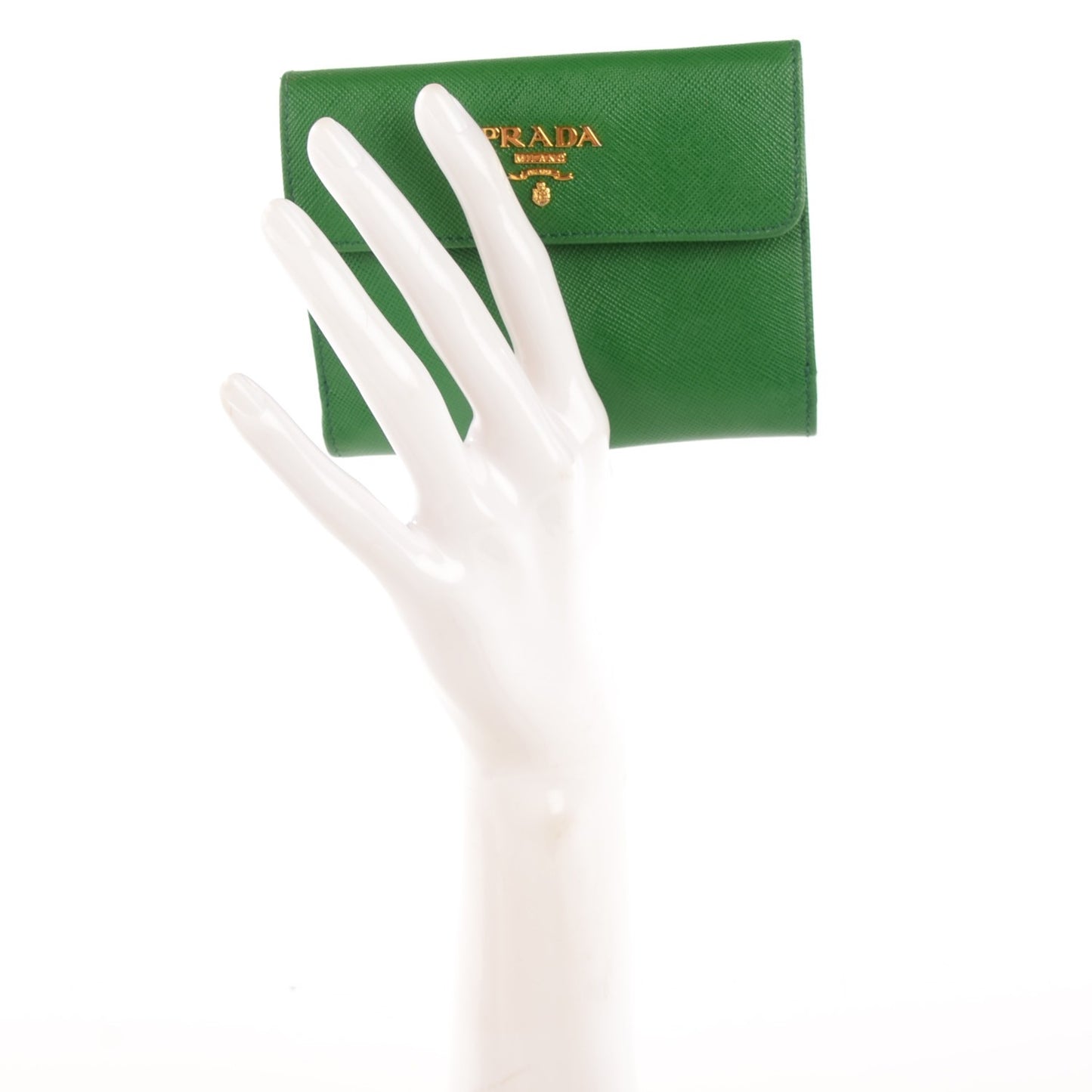 Saffiano Metal Compact Wallet Verde