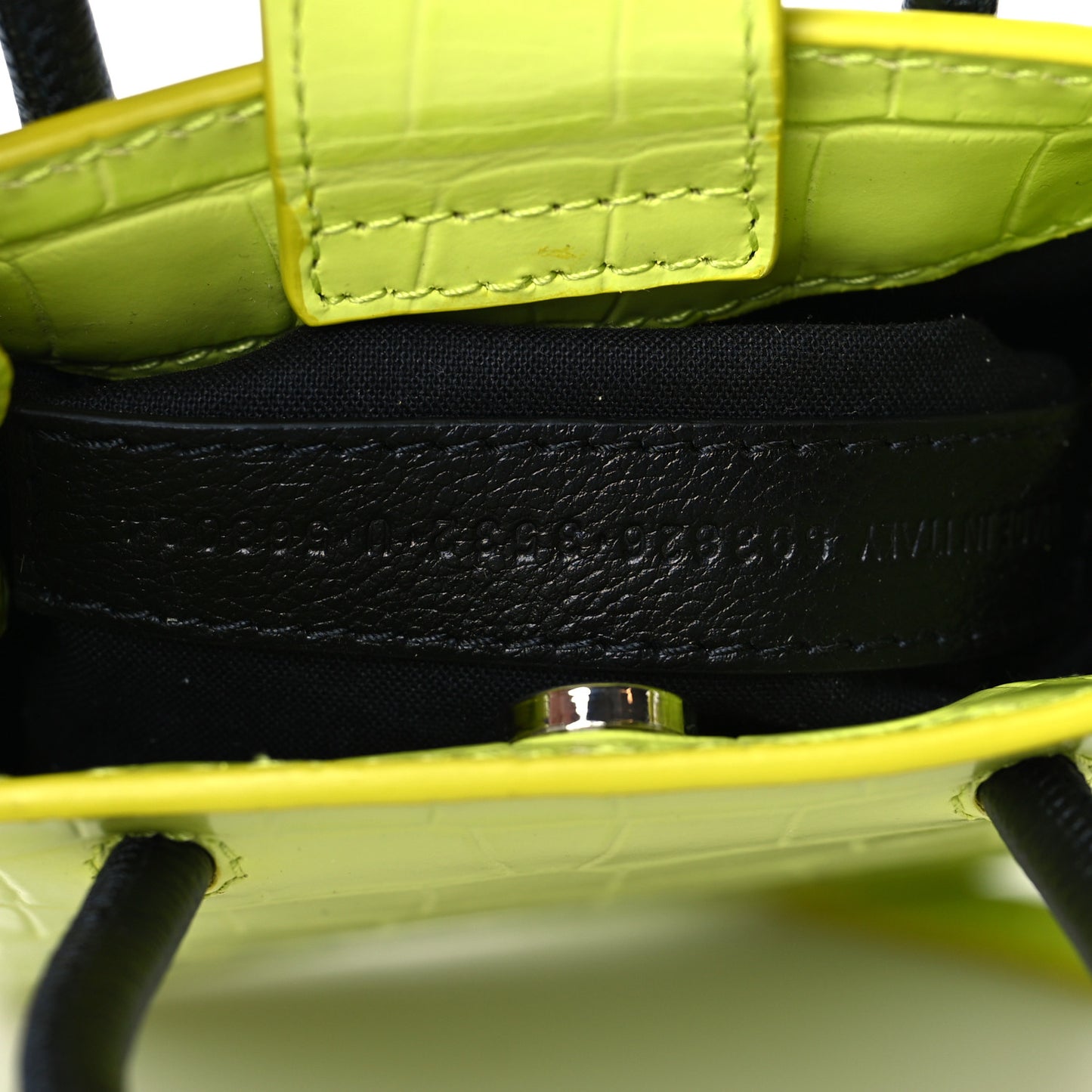 Calfskin Crocodile Embossed Logo Shopping Phone Holder Bag Lime