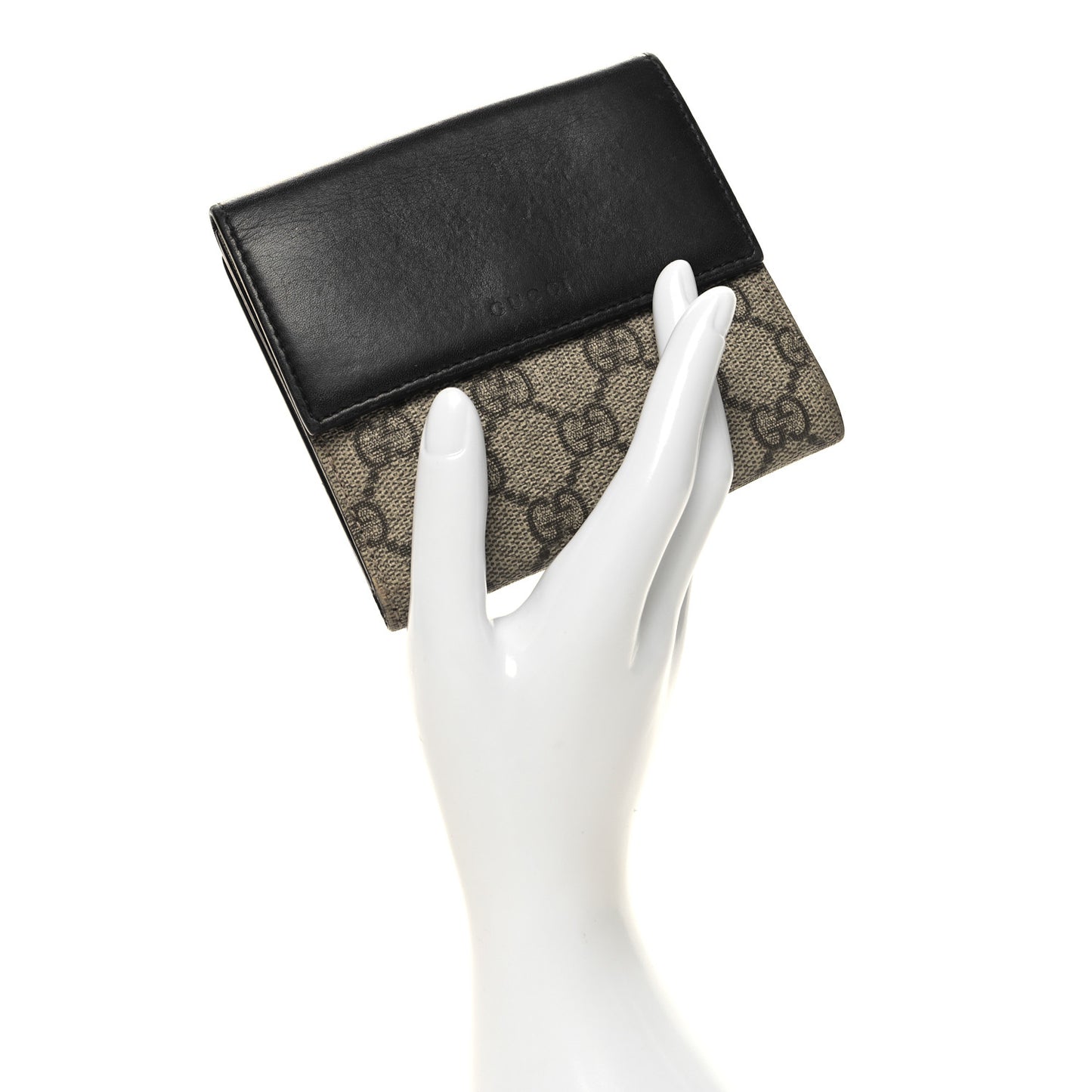 GG Supreme Monogram French Flap Wallet Black
