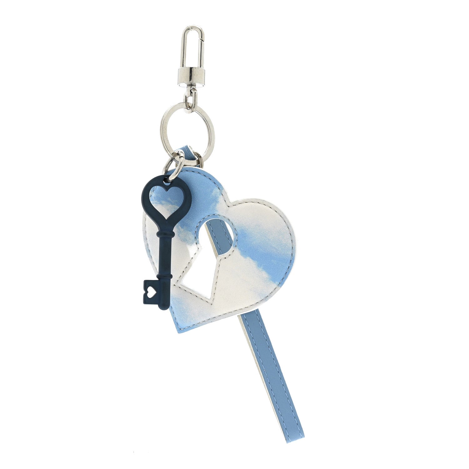 Delvaux Lambskin Clouds Print Heart Bag Charm Sky Blue 1 of 3