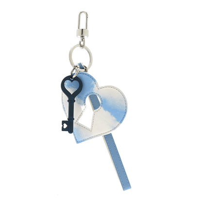 Delvaux Lambskin Clouds Print Heart Bag Charm Sky Blue 1 of 3