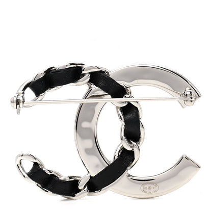 Chanel Lambskin Baguette Crystal CC Chain Brooch Black Silver 3 of 4