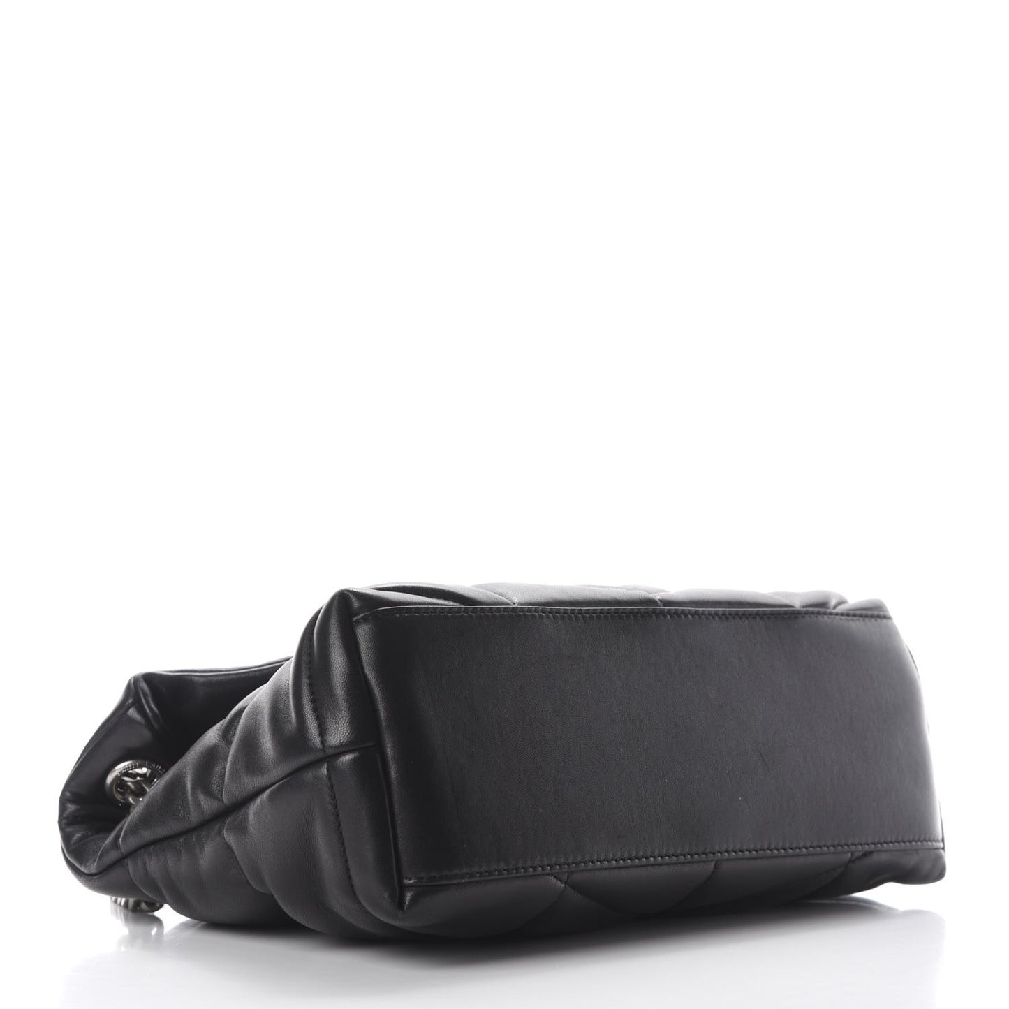 Lambskin Quilted Small Loulou Puffer Monogram Chain Satchel Black