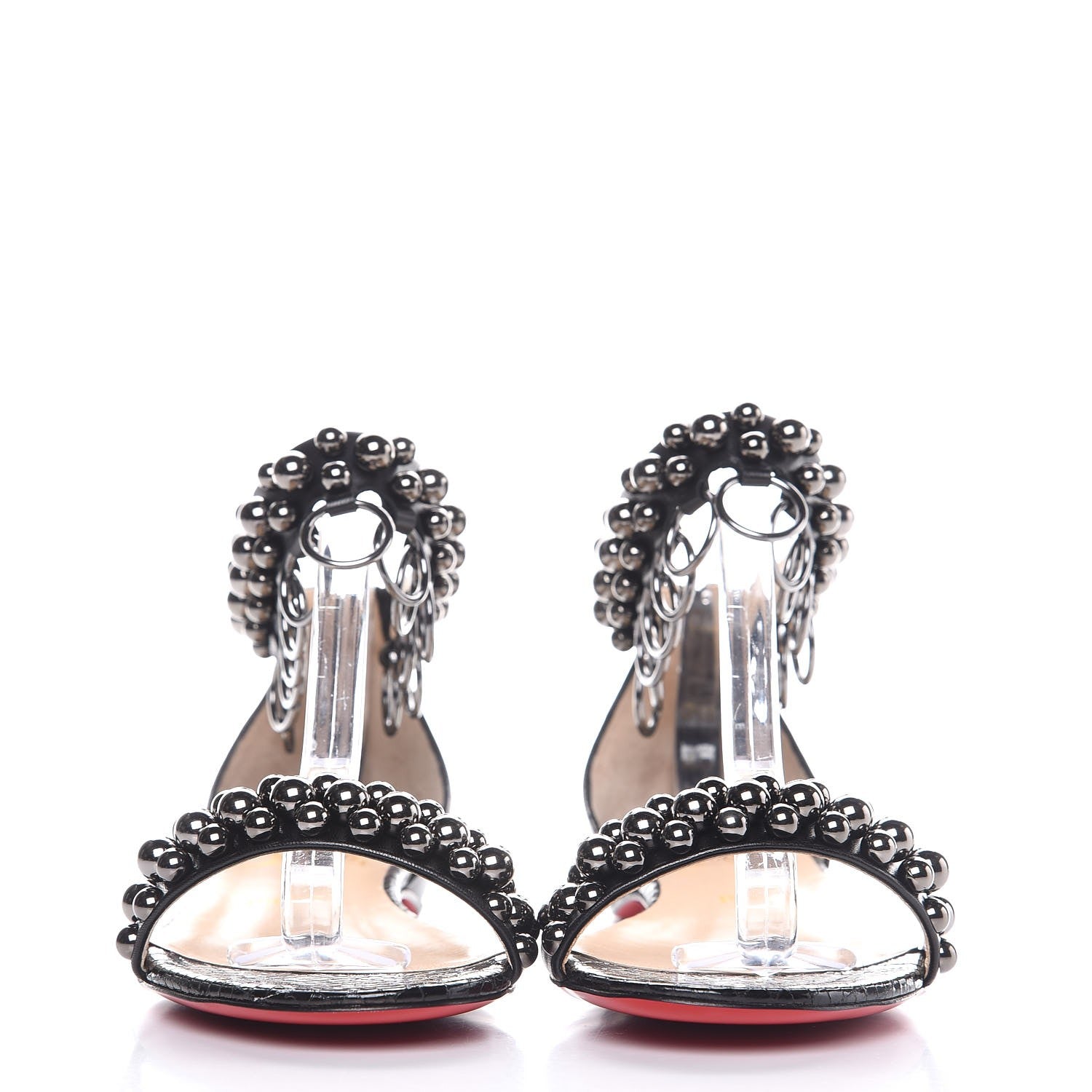 Christian Louboutin Shiny Nappa Lame Sirene Gypsoflat Sandals 37.5 Black 2 of 8