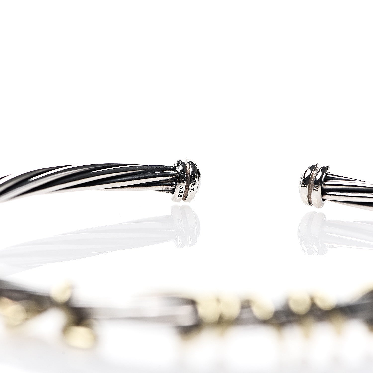 David Yurman Sterling Silver 14K Yellow Gold DY Whispers Te Amo Bracelet 3 of 3