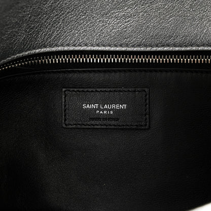 Saint Laurent Metallic Lambskin Quilted Sade Puffer Envelope Clutch Argento 6 of 11