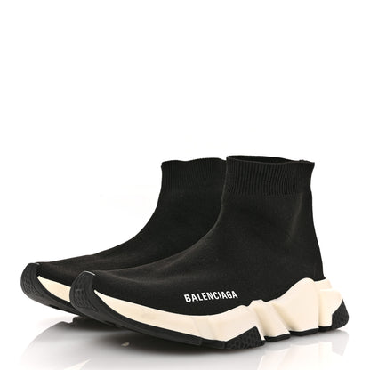 Balenciaga Neoprene Knit Womens Speed Sneakers 38 Black White 4 of 10