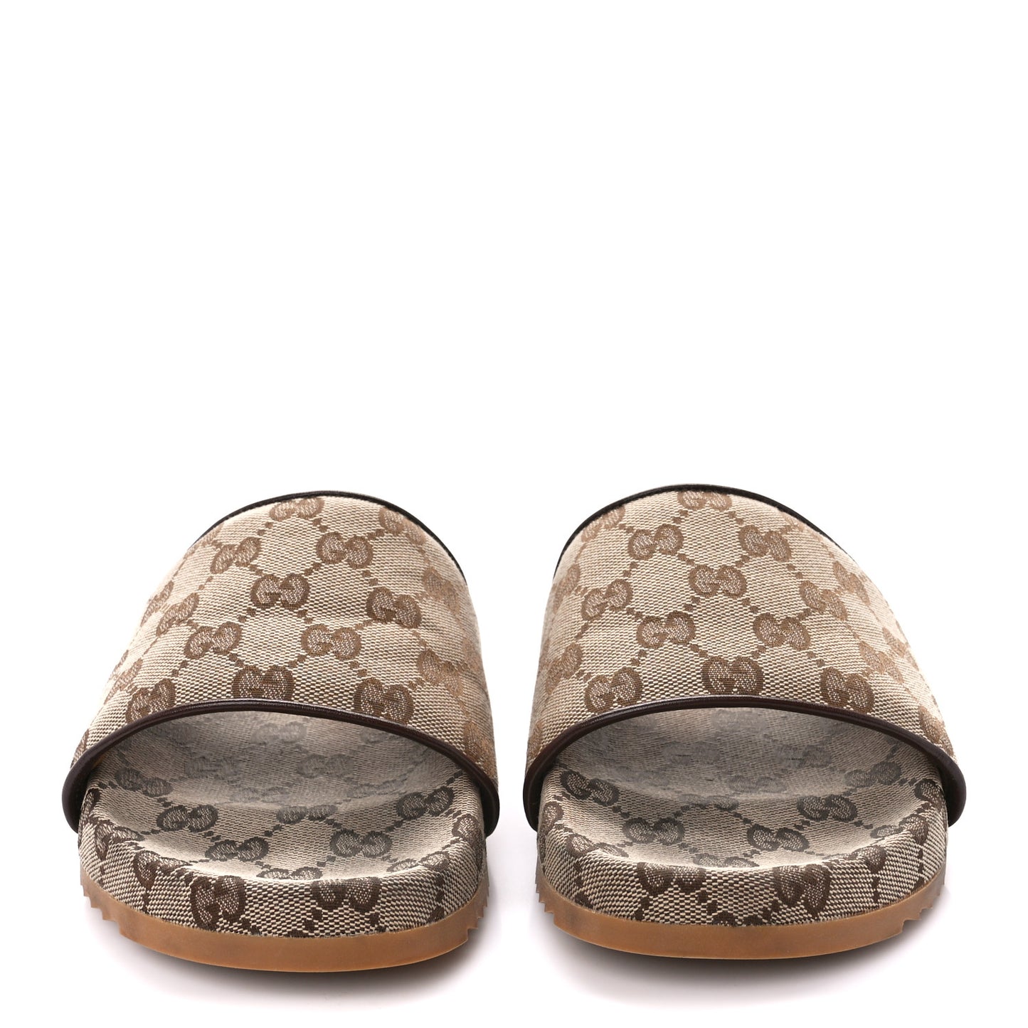 Canvas GG Monogram Mens Slide Sandals 6 Beige