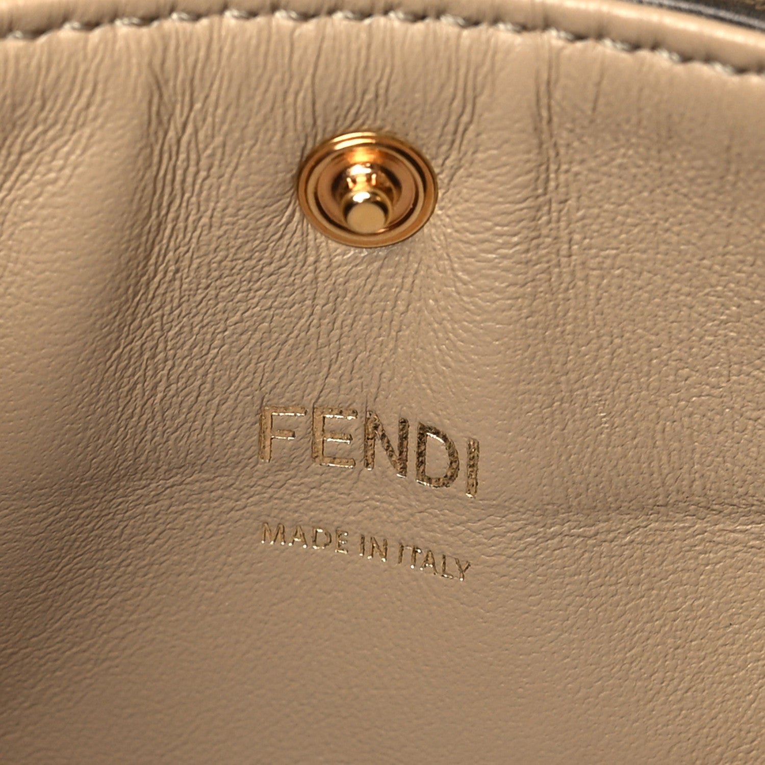 Fendi Vitello Seta Glazed Fabric FF 1974 Medium Peekaboo X-Lite Maya Mogano Panna 5 of 8