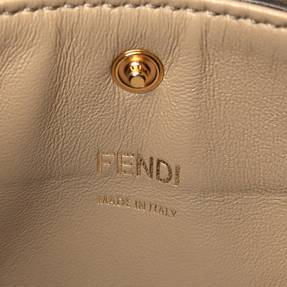 Fendi Vitello Seta Glazed Fabric FF 1974 Medium Peekaboo X-Lite Maya Mogano Panna 5 of 8