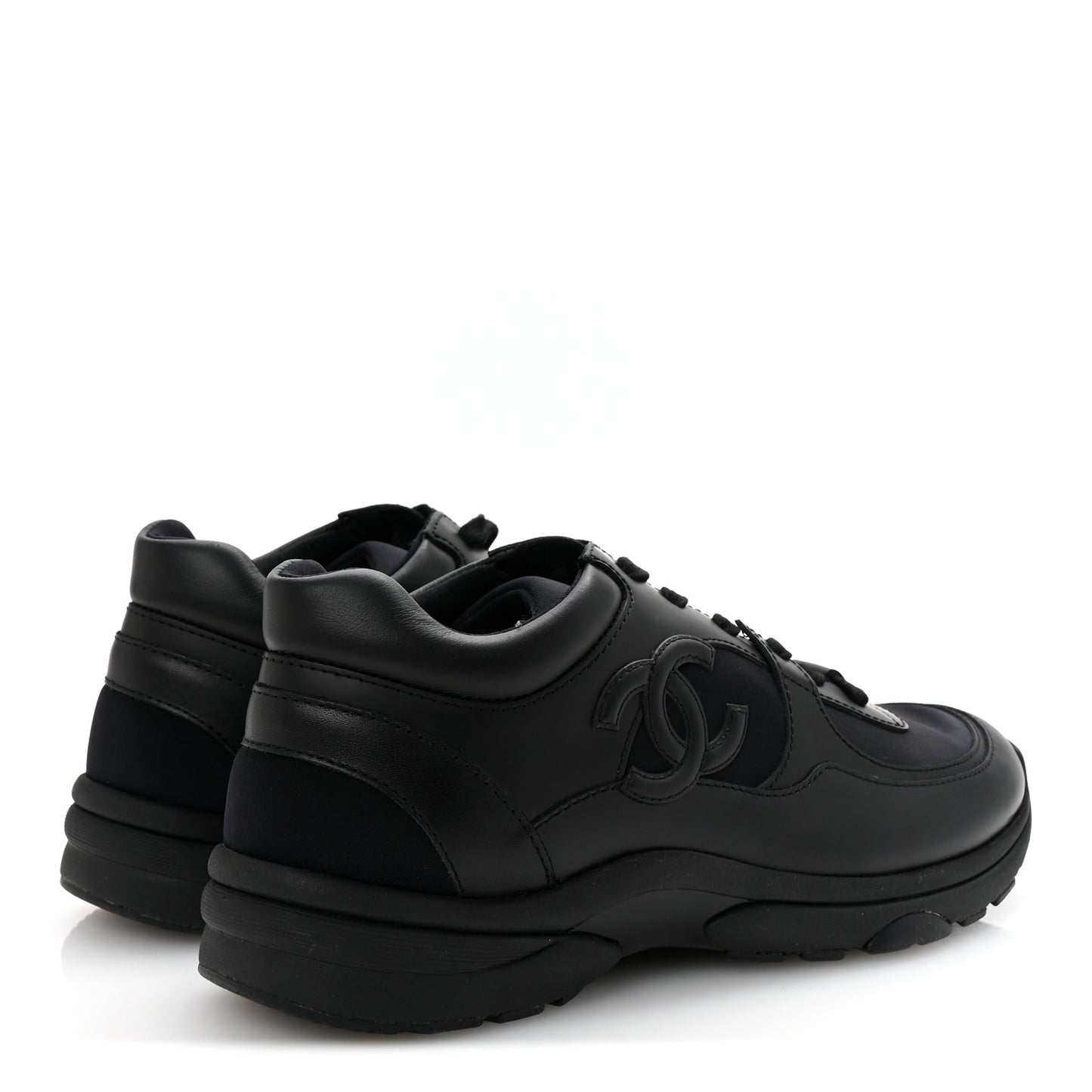 Lambskin Fabric CC Sneakers 39 Black
