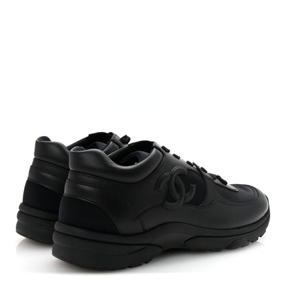 Chanel Lambskin Fabric CC Sneakers 39 Black 5 of 9