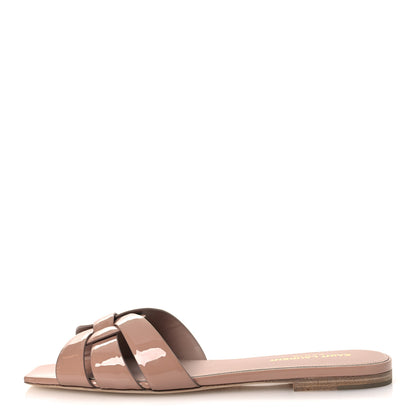 Saint Laurent Patent Tribute 05 Slide Sandals 38.5 Nude 1 of 11
