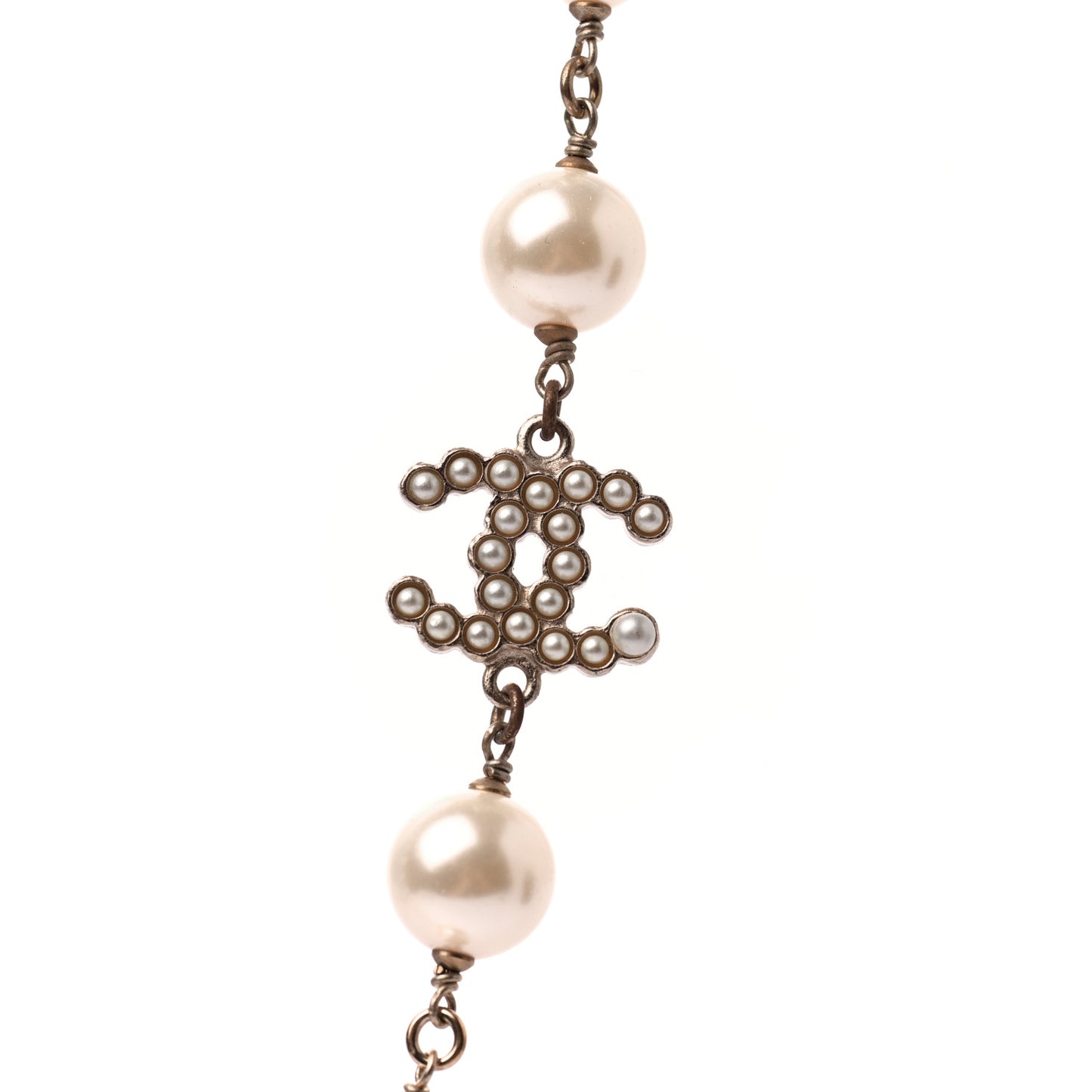 Pearl CC Long Necklace Gold