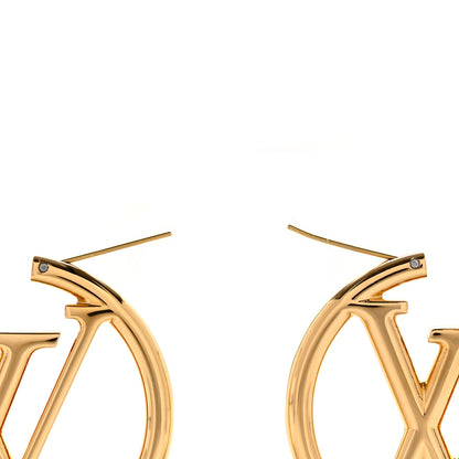 Louis Vuitton Metal Louise Hoop Earrings Gold 3 of 5