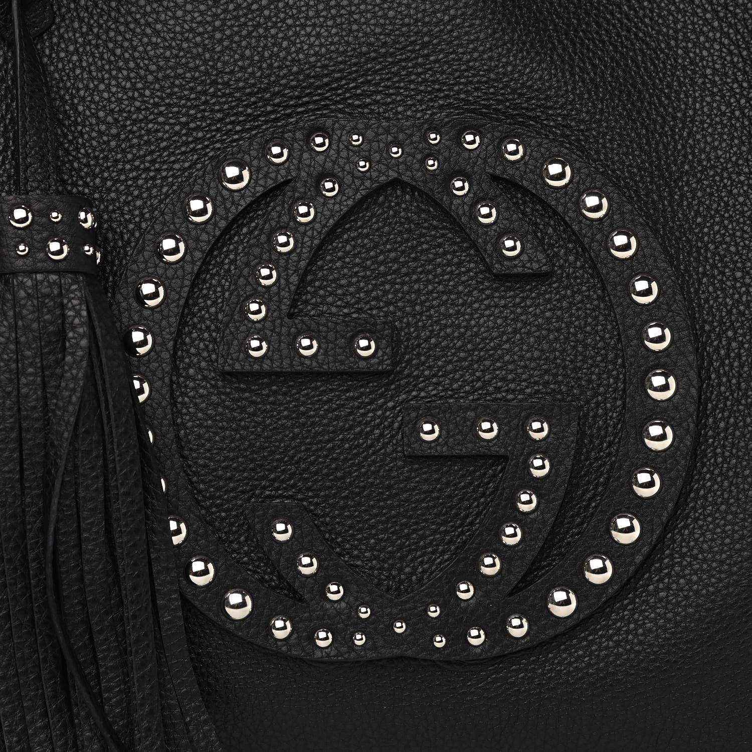 Gucci Pebbled Calfskin Studded Medium Soho Chain Shoulder Bag Black 8 of 11