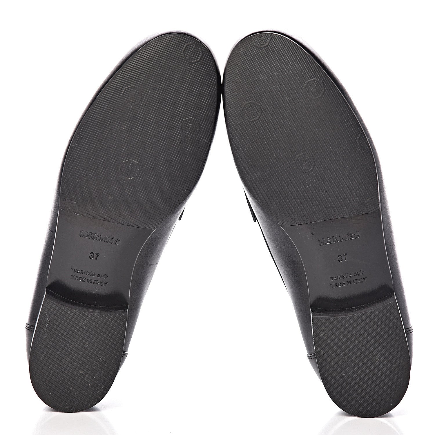 Hermes Calfskin Womens Kennedy Loafers 37 Black 5 of 11