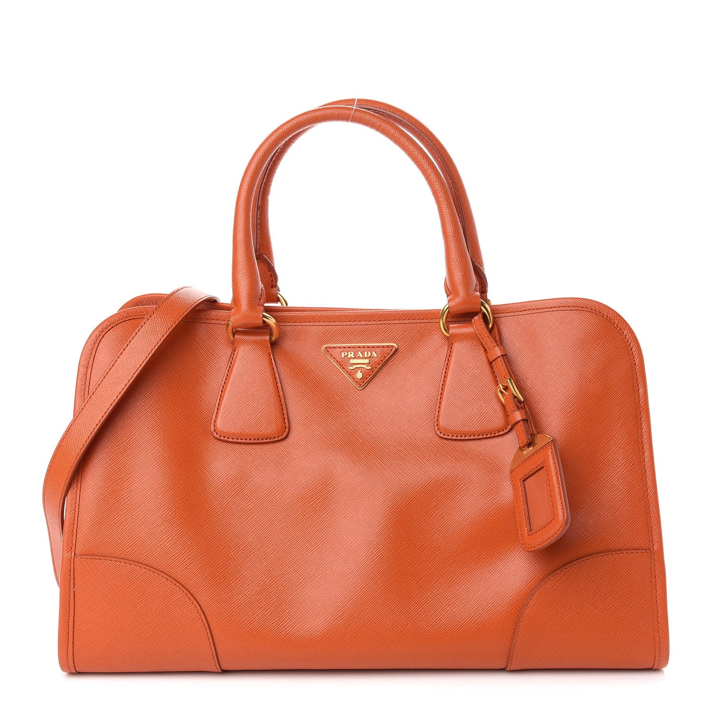 Saffiano Lux Top Handle Tote Papaya