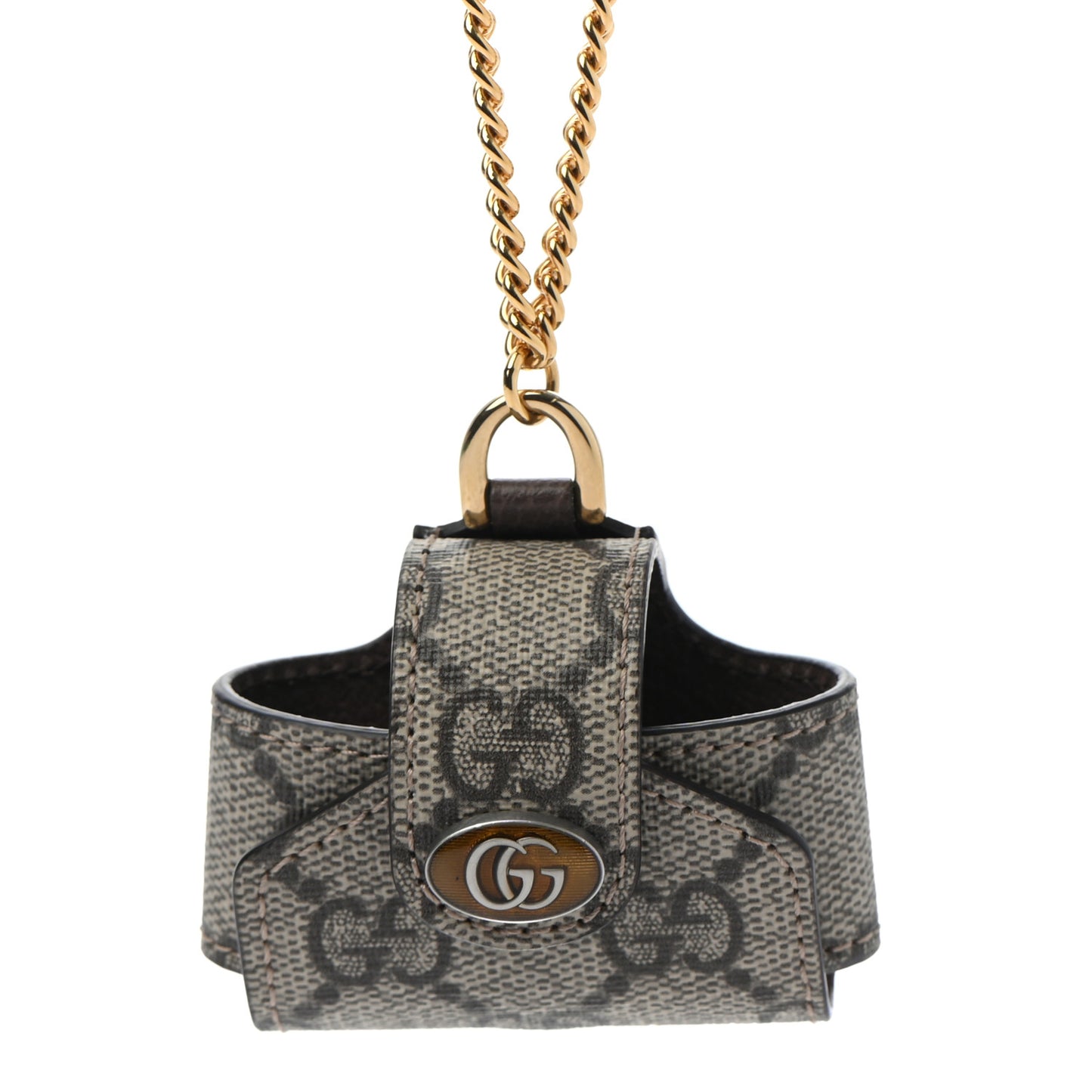 GG Supreme Monogram AirPods Case Neckalce Beige Ebony