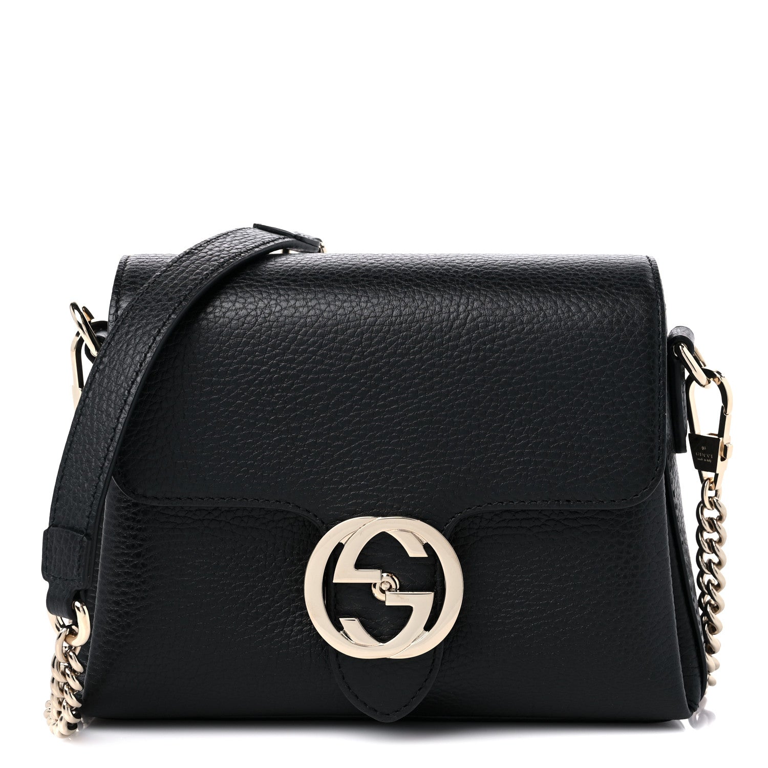 Gucci Dollar Calfskin Interlocking G Crossbody Bag Black 1 of 10