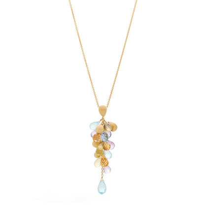 Marco Bicego 18K Yellow Gold Multi Gemstone Paradise Drop Pendant Necklace 1 of 5
