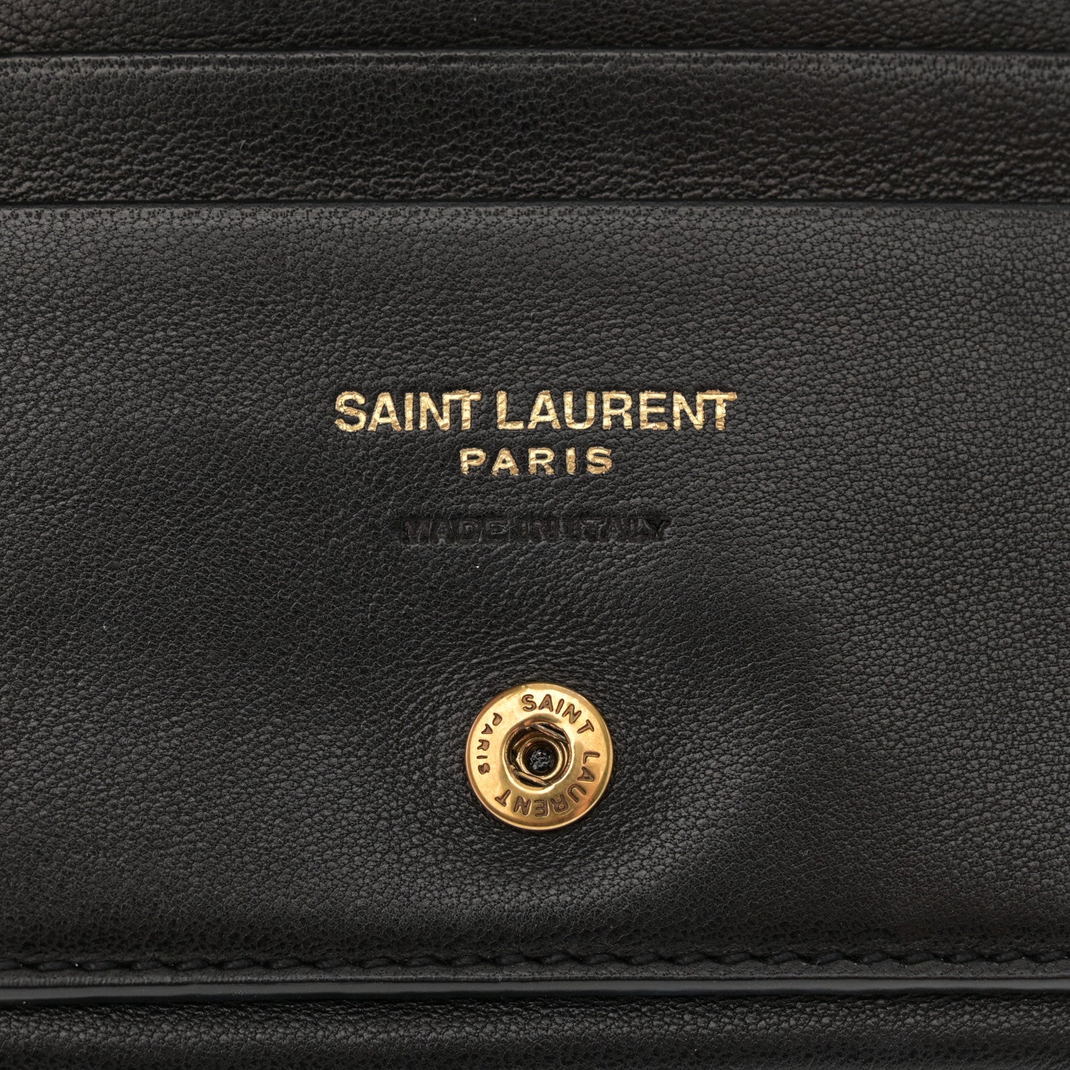 Saint Laurent Lambskin Calypso Compact Chain Wallet Black 6 of 10