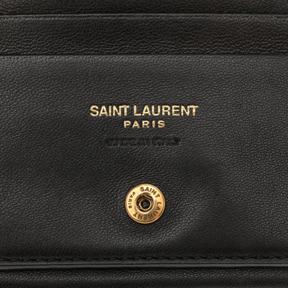 Saint Laurent Lambskin Calypso Compact Chain Wallet Black 6 of 10