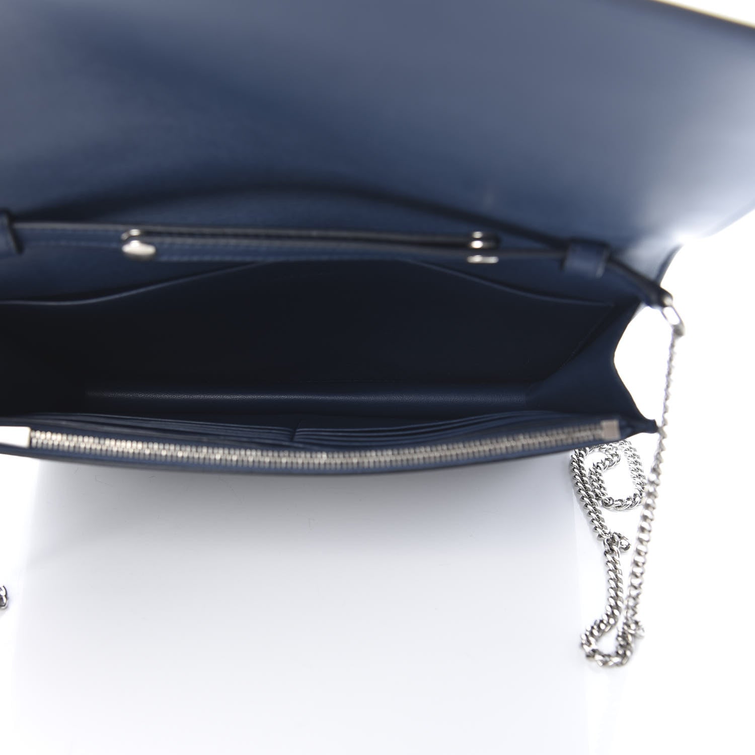Celine Smooth Lambskin Frame Evening Chain Clutch Steel Blue Plum 5 of 10