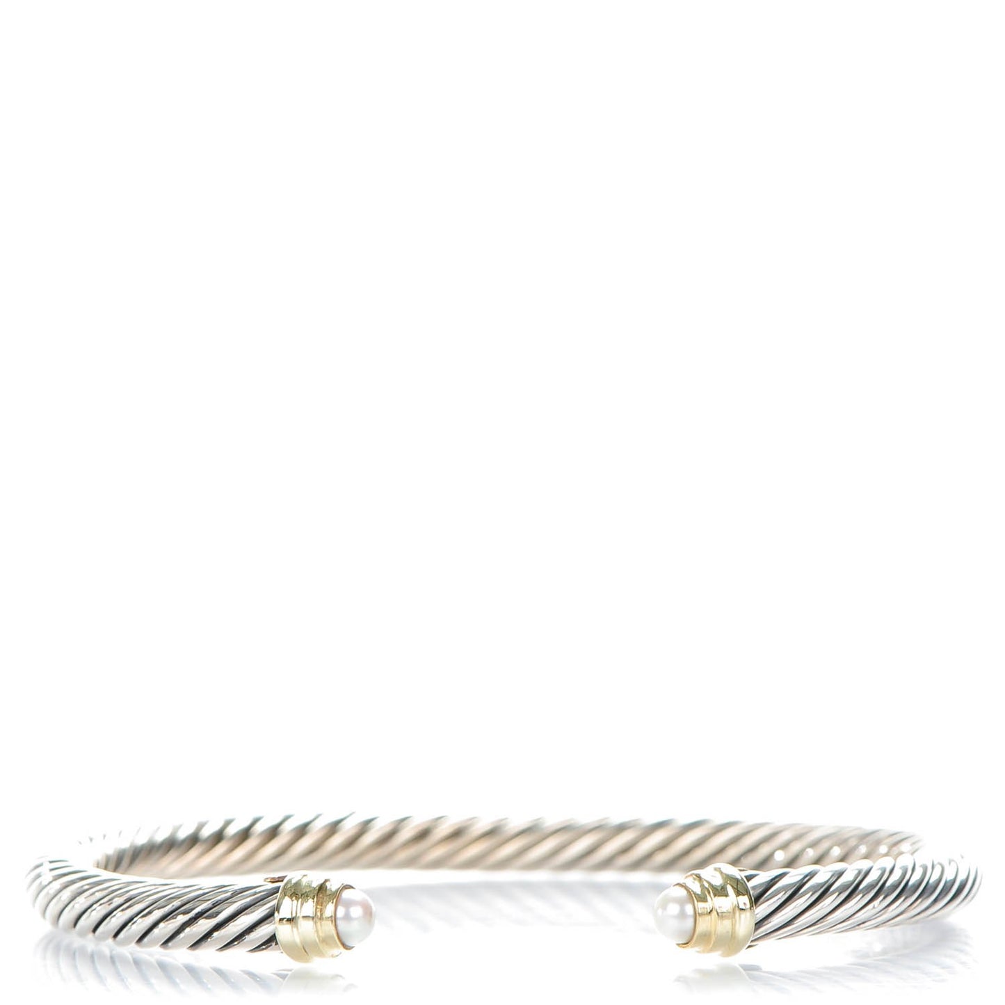 Sterling Silver 14K Yellow Gold Pearl 5mm Cable Classics Petite Color Bracelet