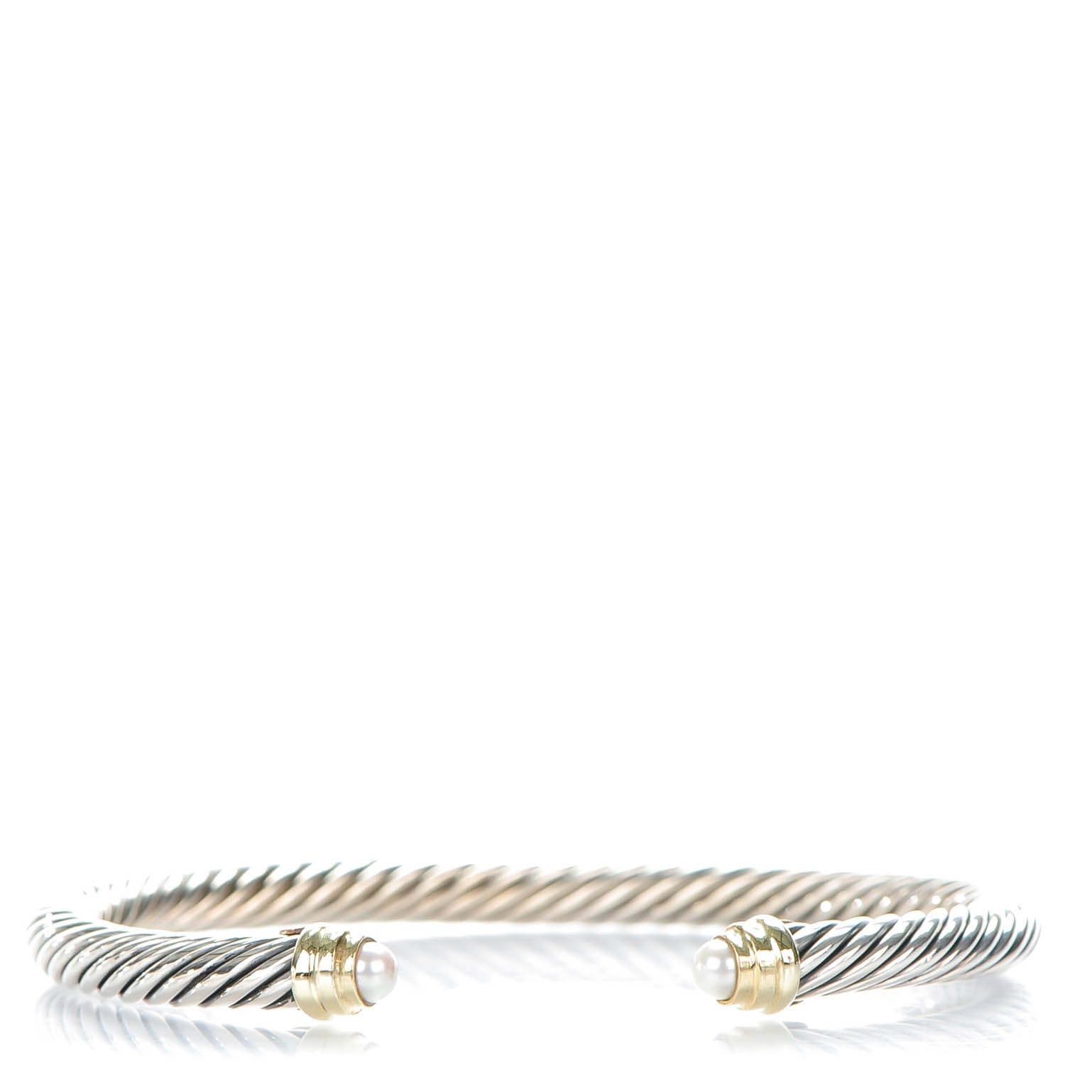David Yurman Sterling Silver 14K Yellow Gold Pearl 5mm Cable Classics Petite Color Bracelet 1 of 6