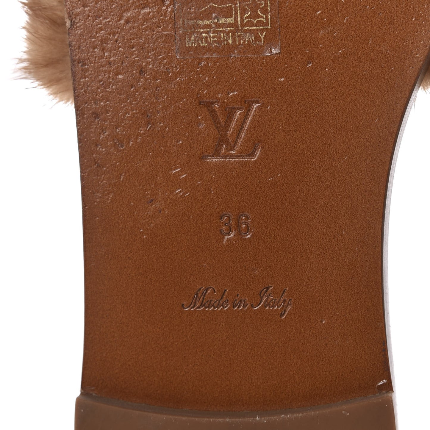 Mink Fur Lock It Flat Mule 36 Beige