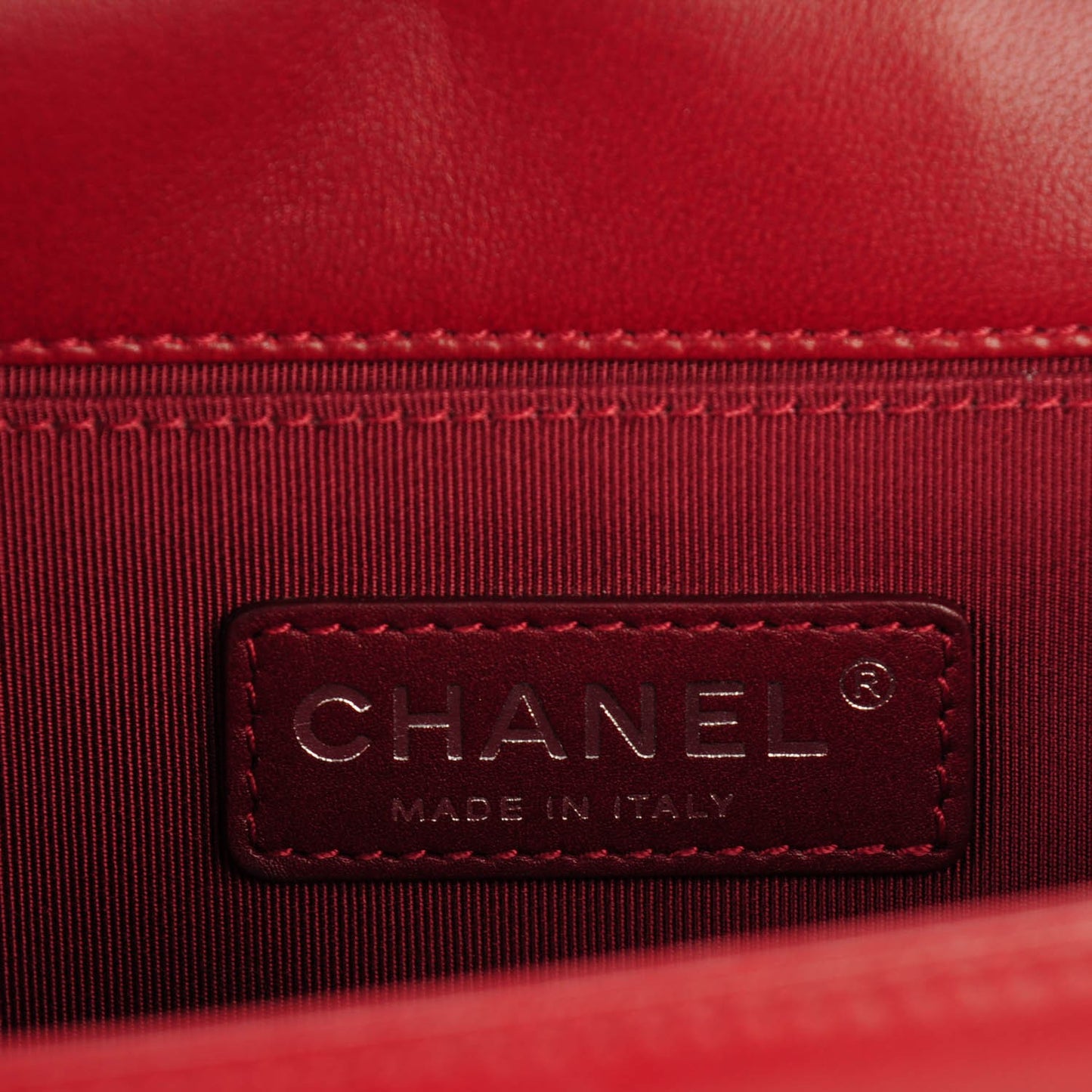 Lambskin Quilted Medium Boy Flap Dark Red
