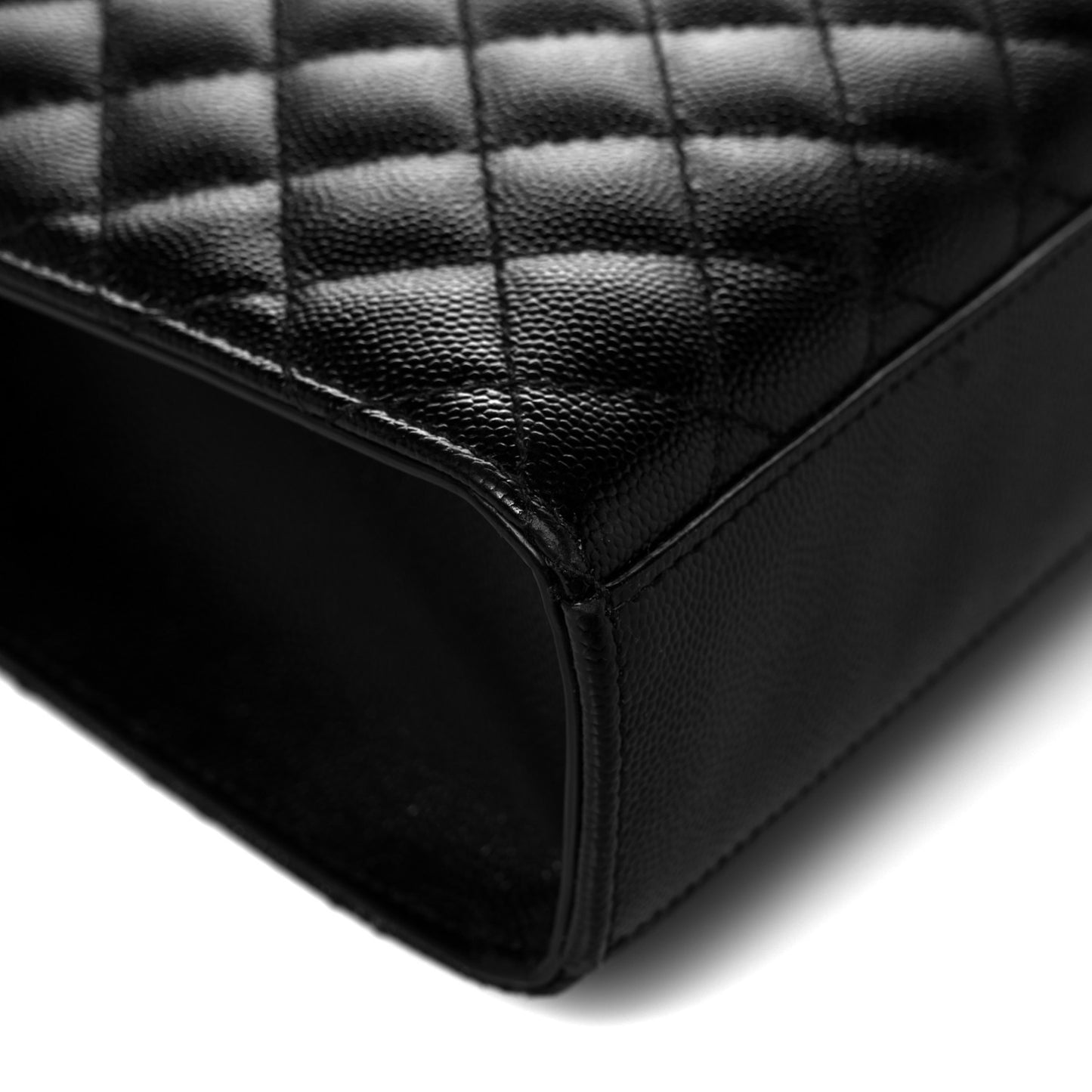Grain De Poudre Textured Mixed Matelasse Large Triquilt Monogram Satchel Black