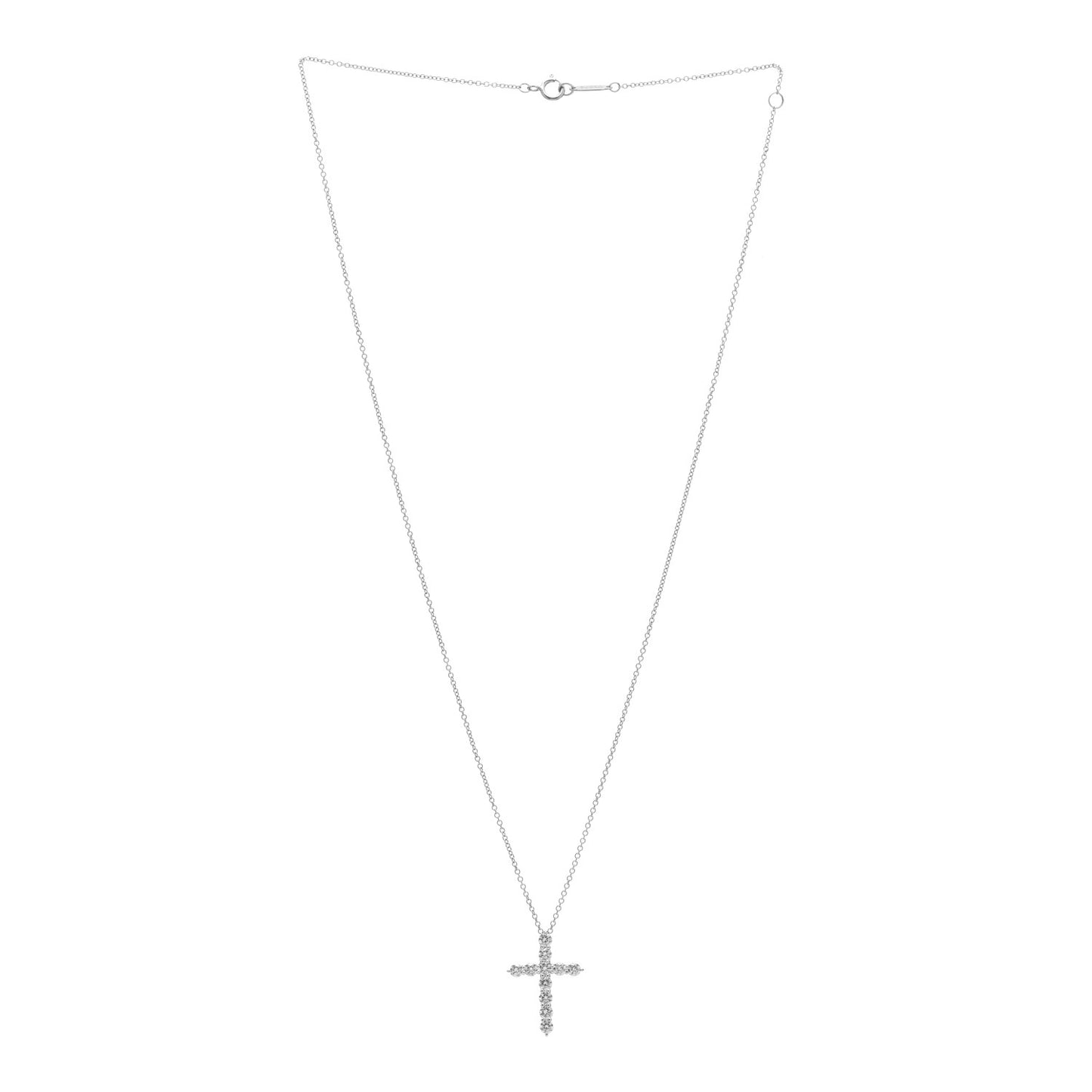 Platinum Diamond Medium Cross Pendant Necklace